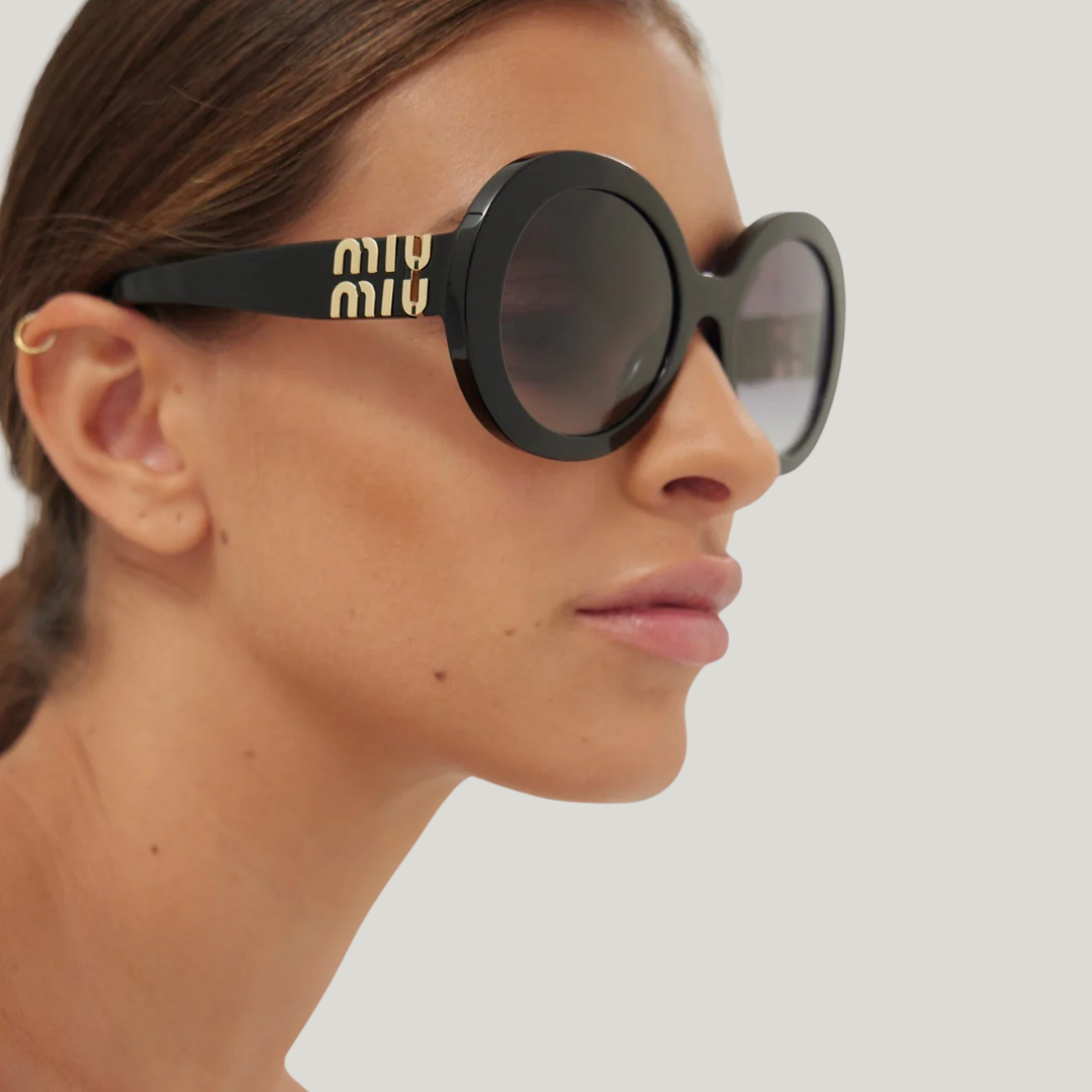 Miu Miu MU 11YS 1AB-5D1 Round Shape Black gold