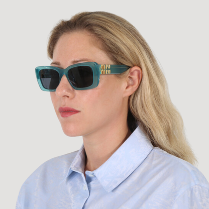 Miu Miu MU 07YS 19L-09T Square Shape Blue Gray