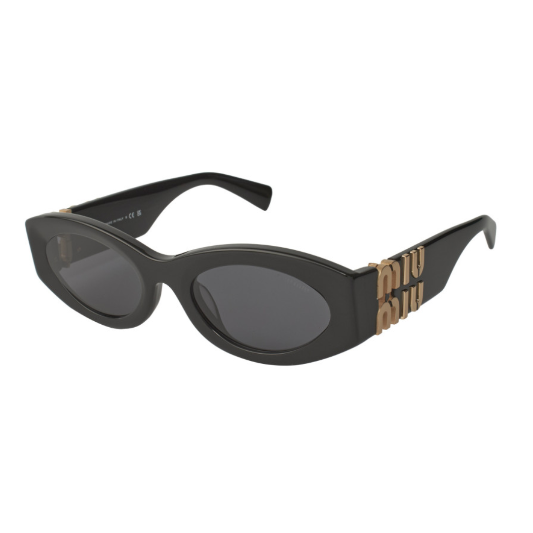 Miu Miu MU 11WS 1AB-5S0 Oval Shape Black Gold