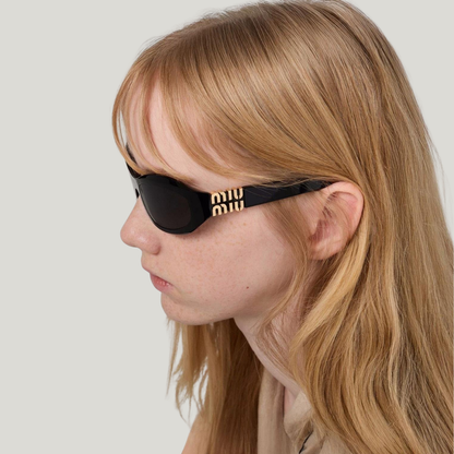 Miu Miu MU 11WS 1AB-5S0 Oval Shape Black Gold