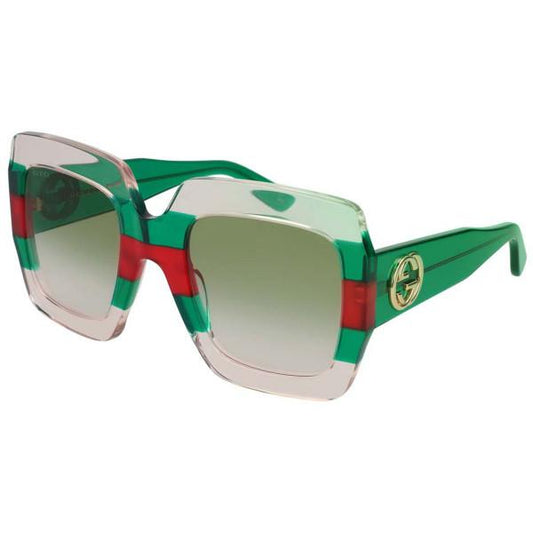 GG0178S 001 | Oversized Square Gris Degradado Verde Rojo